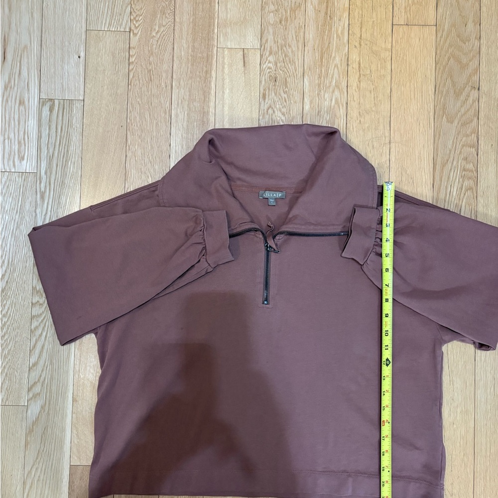 Lilla P Seasoft Half Zip Pullover Sweatshirt in Rust Clay | Relaxed Fit L - Picture 5 of 8